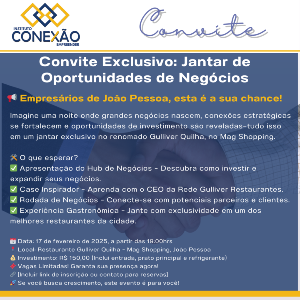 JANTAR DE NEGÓCIO | INSTITUTO CONEXÃO EMPREENDER